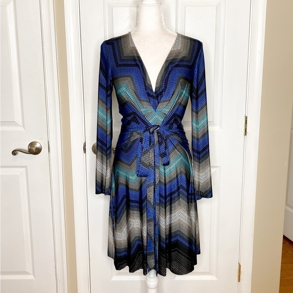 Cache Retro Tie Front A-Line Dress Size Small